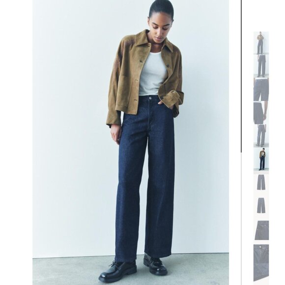 NWT ZARA MID WAIST BAGGY JEANS ZW COLLECTION BLUE - Picture 1 of 11